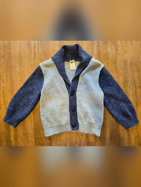 Toddler Shawl Collar Cardigan - Blue & Gray